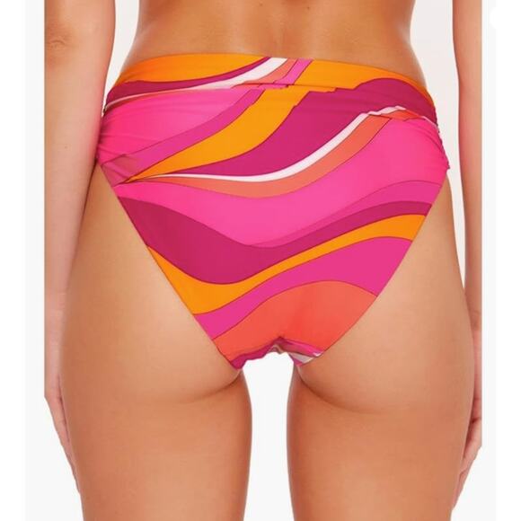 Trina Turk Vivid Vista High Waist Pink Orange Bikini Bottom Size 8 NEW NWT - Picture 2 of 5